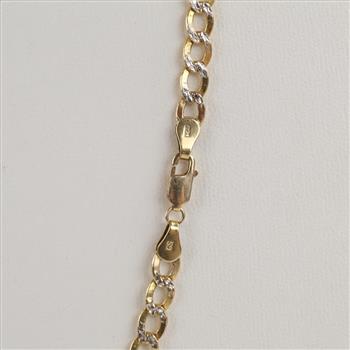 10kt Two Tone Gold Curb Link Necklace