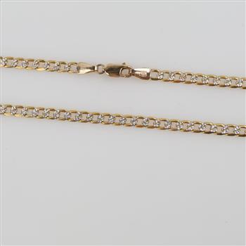 10kt Two Tone Gold Curb Link Necklace