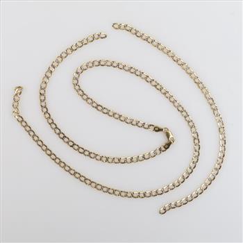 10kt Two Tone Gold Curb Link Necklace