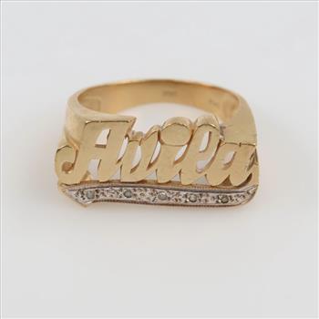 10kt Two Tone Gold Diamond Accent Name Ring