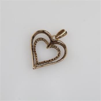 10kt Two Tone Gold Diamond Accent Pendant