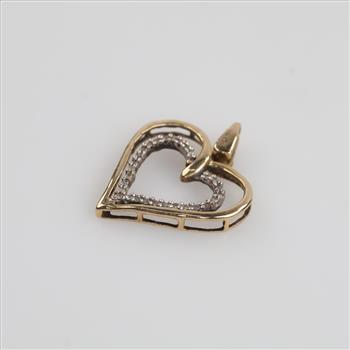 10kt Two Tone Gold Diamond Accent Pendant