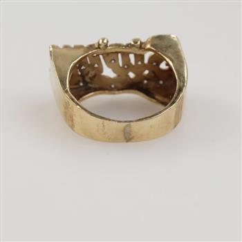 10kt Two Tone Gold Diamond And Clear Accent Ring