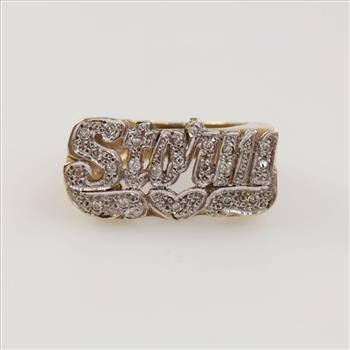 10kt Two Tone Gold Diamond And Clear Accent Ring