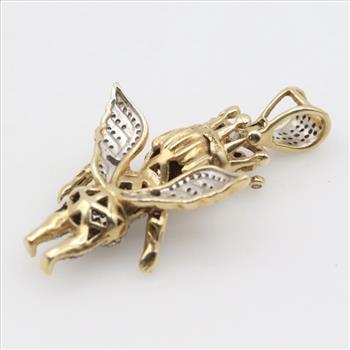 10kt Two Tone Gold Diamond Angel Pendant