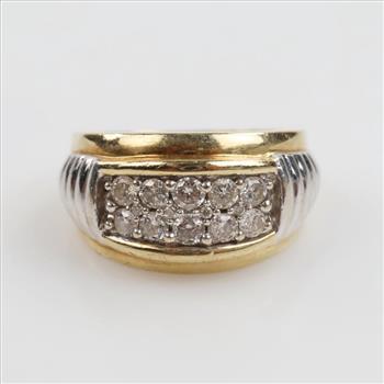 10kt Two Tone Gold Diamond Band