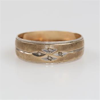 10kt Two Tone Gold Diamond Band