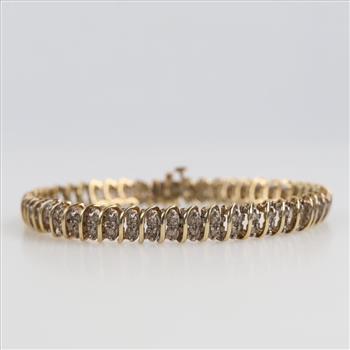 10kt Two Tone Gold Diamond Bracelet