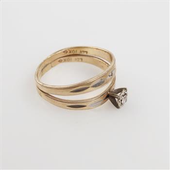 10kt Two Tone Gold Diamond Bridal Set
