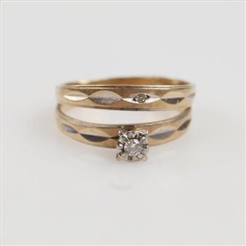 10kt Two Tone Gold Diamond Bridal Set