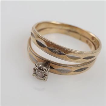 10kt Two Tone Gold Diamond Bridal Set