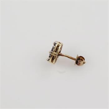 10kt Two Tone Gold Diamond Earring