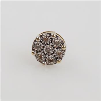 10kt Two Tone Gold Diamond Earring