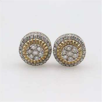 10kt Two Tone Gold Diamond Earrings