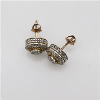 10kt Two Tone Gold Diamond Earrings