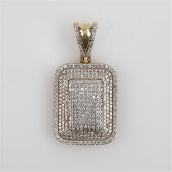 10kt Two Tone Gold Diamond Hollow Pendant