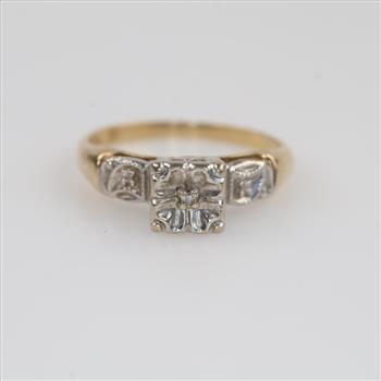 10kt Two Tone Gold Diamond Ring