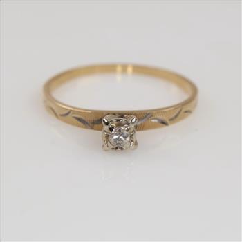 10kt Two Tone Gold Diamond Ring