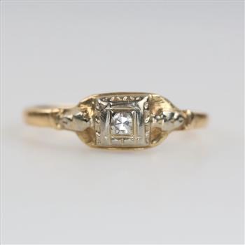 10kt Two Tone Gold Diamond Ring