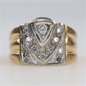 10kt Two Tone Gold Diamond Ring