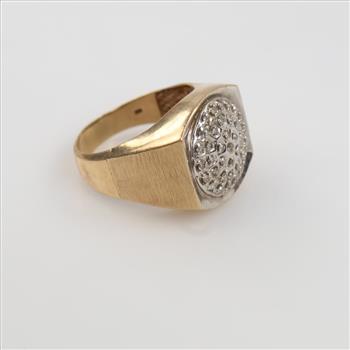 10kt Two Tone Gold Diamond Signet Ring
