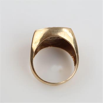 10kt Two Tone Gold Diamond Signet Ring