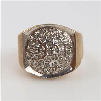 10kt Two Tone Gold Diamond Signet Ring