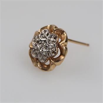 10kt Two Tone Gold Diamond Single Earring