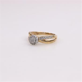 10kt Two Tone Gold Diamond Split Shank Ring