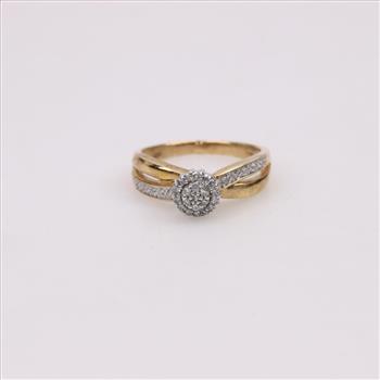 10kt Two Tone Gold Diamond Split Shank Ring