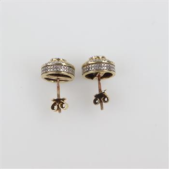 10kt Two Tone Gold Diamond Stud Earrings