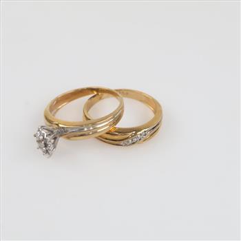 10kt Two Tone Gold Diamond Wedding Set