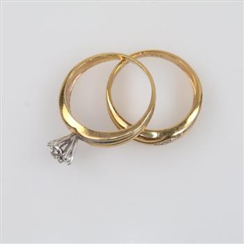 10kt Two Tone Gold Diamond Wedding Set