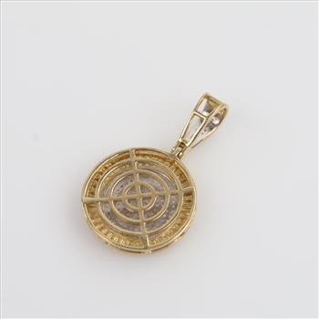 10kt Two Tone Gold Dimaond Round Pendant
