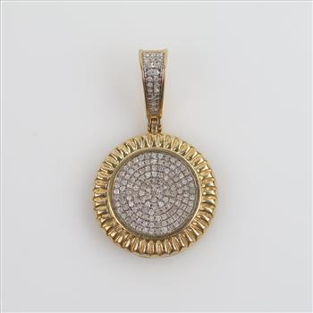 10kt Two Tone Gold Dimaond Round Pendant