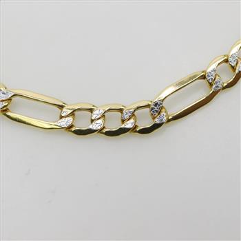 10kt Two Tone Gold Figaro Chain Bracelet
