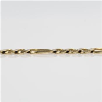 10kt Two Tone Gold Figaro Link Necklace- Evaluated by our Certified Gemologist-AGS/GIA
