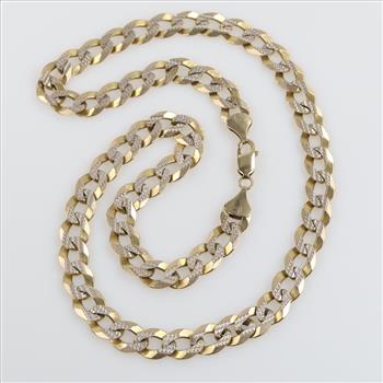 10kt Two Tone Gold Flat Curb Link Chain Necklace - Evaluated By Our Certified Gemologist - AGS/GIA