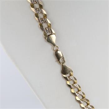 10kt Two Tone Gold Flat Curb Link Chain Necklace - Evaluated By Our Certified Gemologist - AGS/GIA