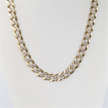 10kt Two Tone Gold Flat Curb Link Chain Necklace - Evaluated By Our Certified Gemologist - AGS/GIA