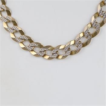 10kt Two Tone Gold Flat Curb Link Chain Necklace - Evaluated By Our Certified Gemologist - AGS/GIA