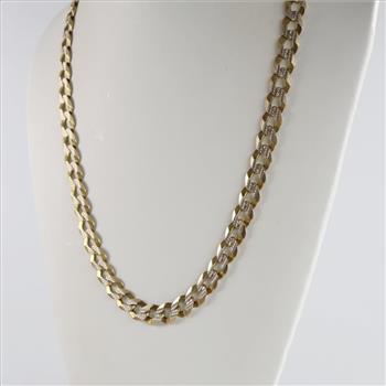 10kt Two Tone Gold Flat Curb Link Chain Necklace - Evaluated By Our Certified Gemologist - AGS/GIA