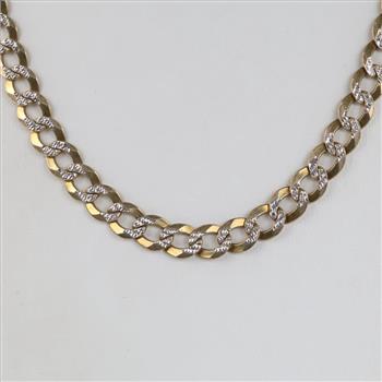 10kt Two Tone Gold Flatcurb Link Chain Necklace -Evaluated By Our Certified Gemologist - AGS / GIA