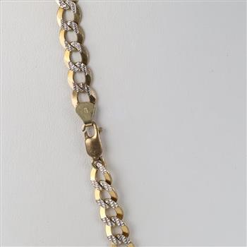 10kt Two Tone Gold Flatcurb Link Chain Necklace -Evaluated By Our Certified Gemologist - AGS / GIA