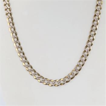 10kt Two Tone Gold Flatcurb Link Chain Necklace -Evaluated By Our Certified Gemologist - AGS / GIA