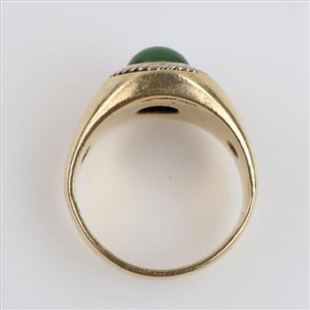 10kt Two Tone Gold Green Stone Ring