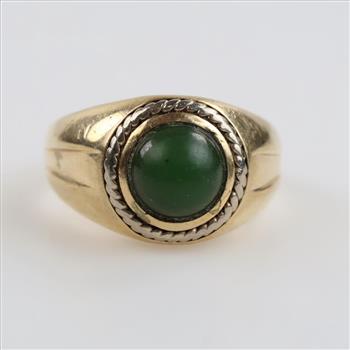 10kt Two Tone Gold Green Stone Ring