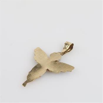 10kt Two Tone Gold Hollow Angel Pendant