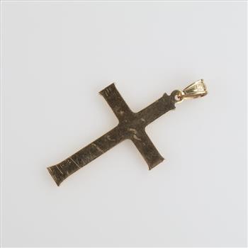 10kt Two Tone Gold Hollow Cross Pendant