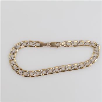 10kt Two Tone Gold Hollow Curb Link Bracelet